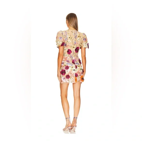 Elliatt Floral Embroidered Mesh Mini Dress in Multi-Color - Picture 5 of 6